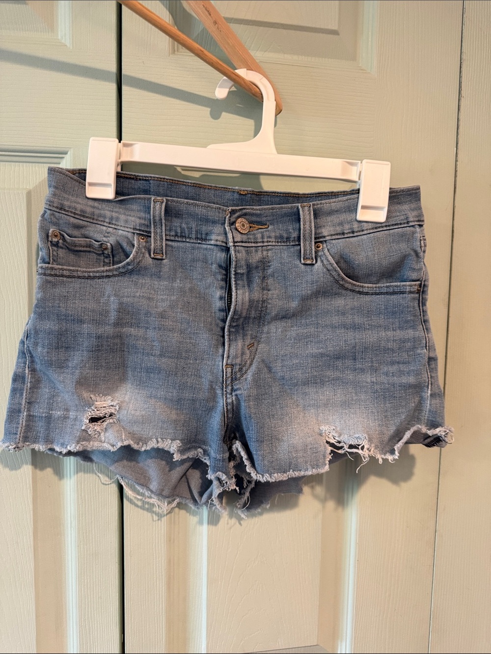 Levi's Light Blue Distressed Cutoff Denim Shorts